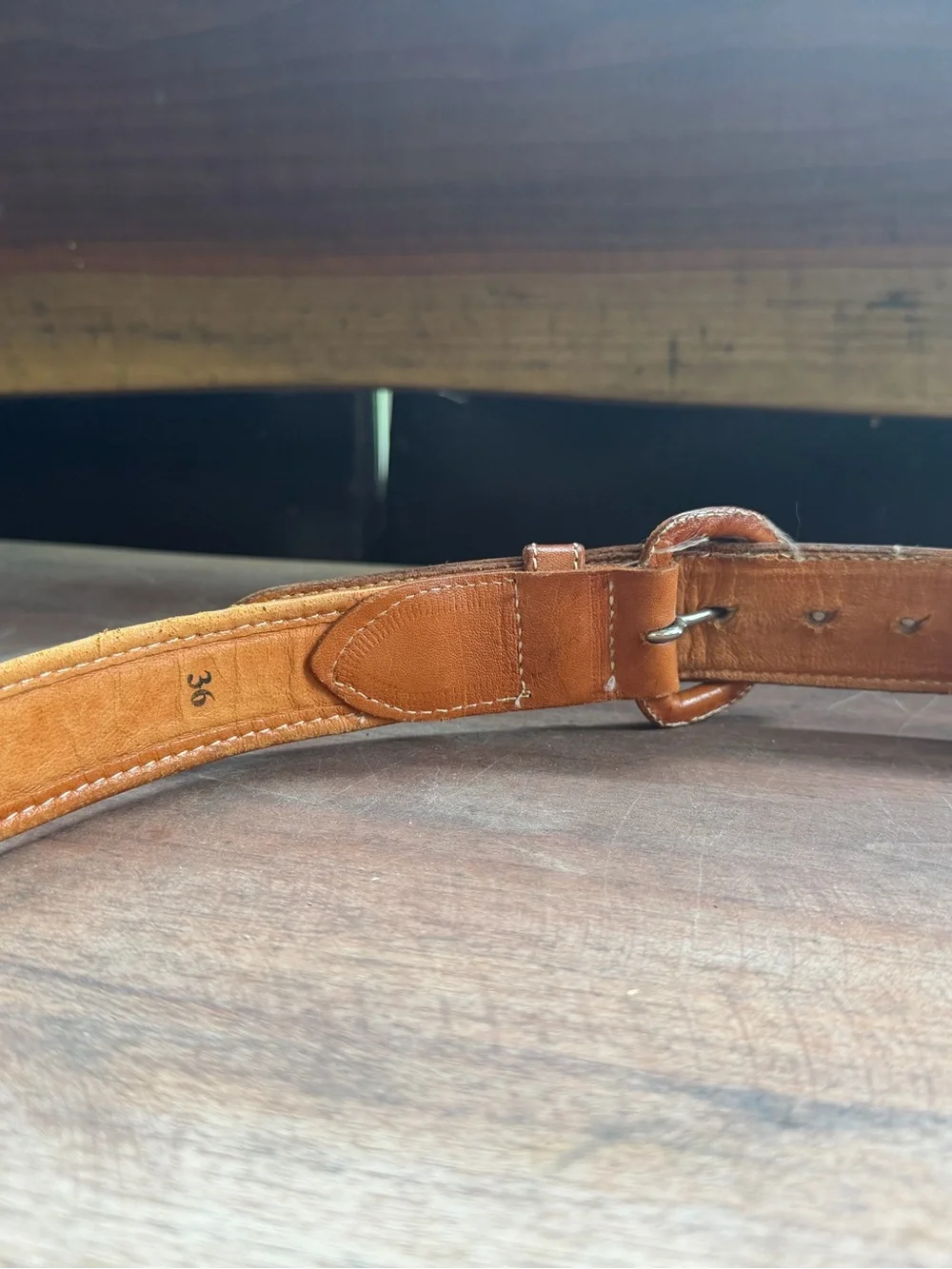 Men's Brown Leather Belt with Woven Accent